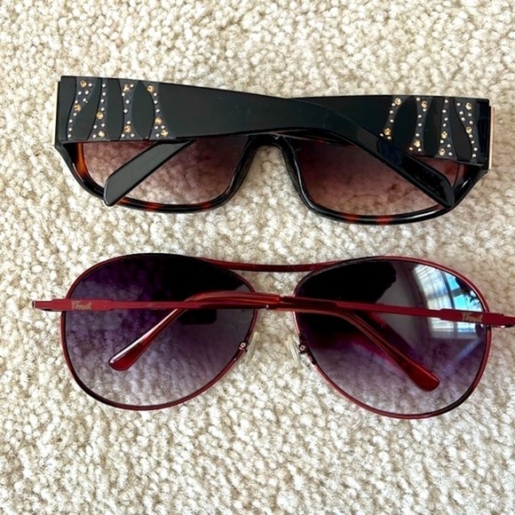 Lot of Six Pairs of Fossil Sunglasses Vintage Y2K Embellished Tortoise Polarized